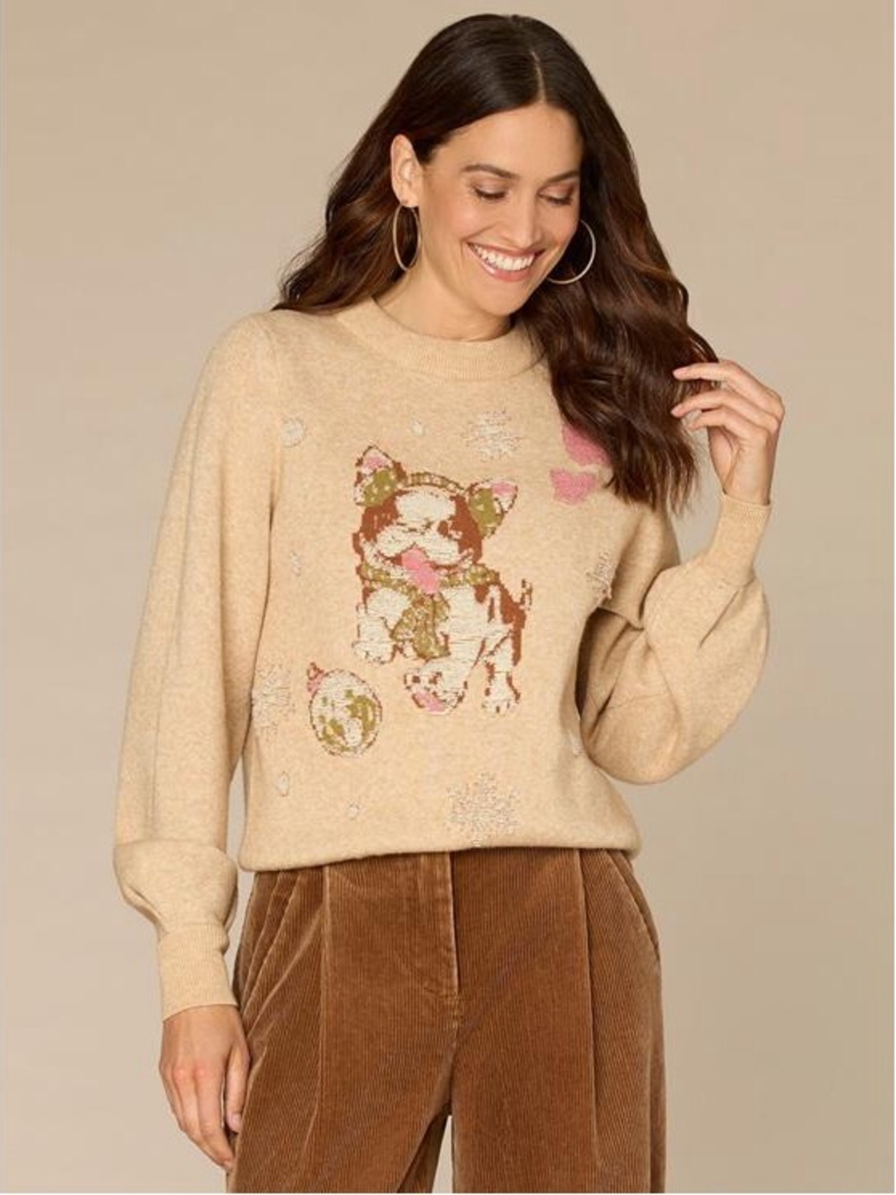 NWT Democracy French Bulldog Holiday Christmas Jacquard Pullover Sweater XL